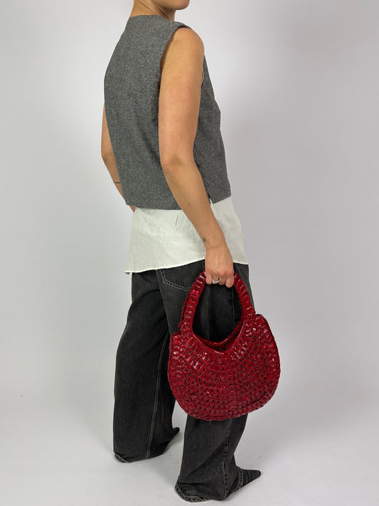 Cropped wool vest | Grey