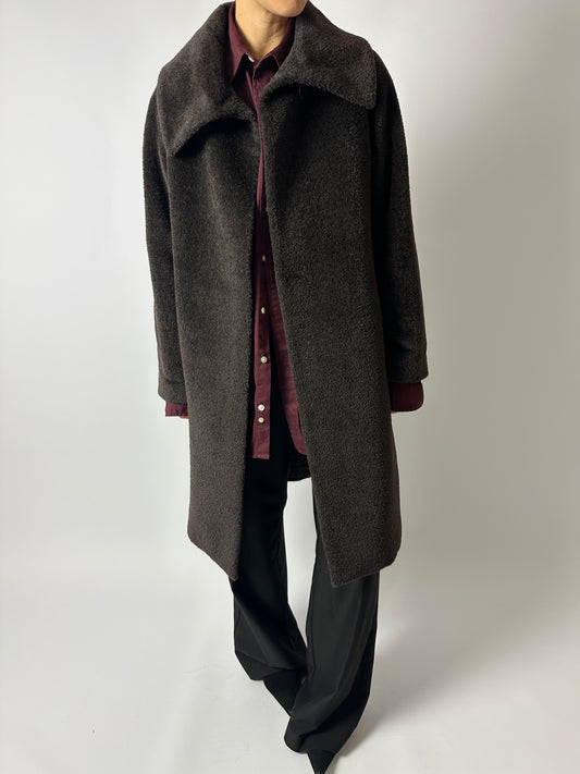 Long Alpaca wool coat | Dark Brown