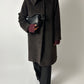 Long Alpaca wool coat | Dark Brown