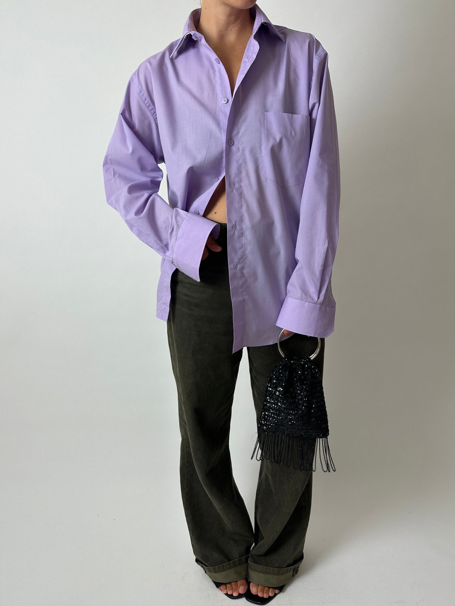 Relaxed cotton shirt | Lilac