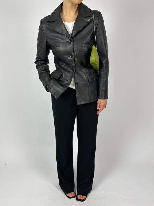 Leather blazer jacket | Black