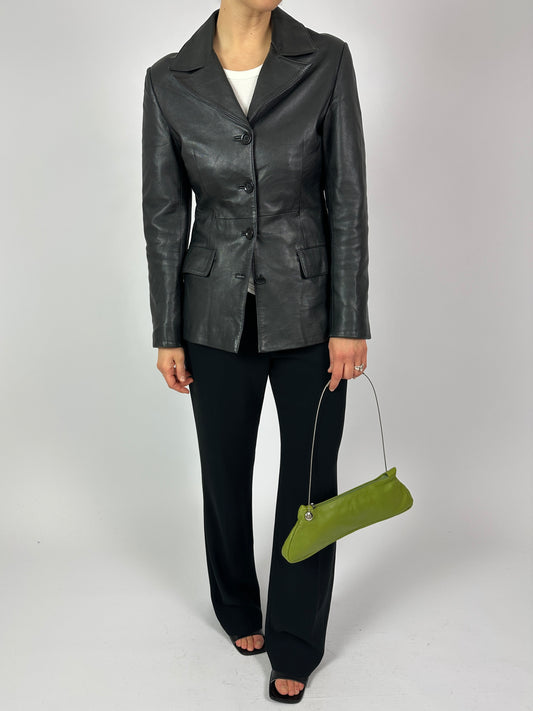 Leather blazer jacket | Black