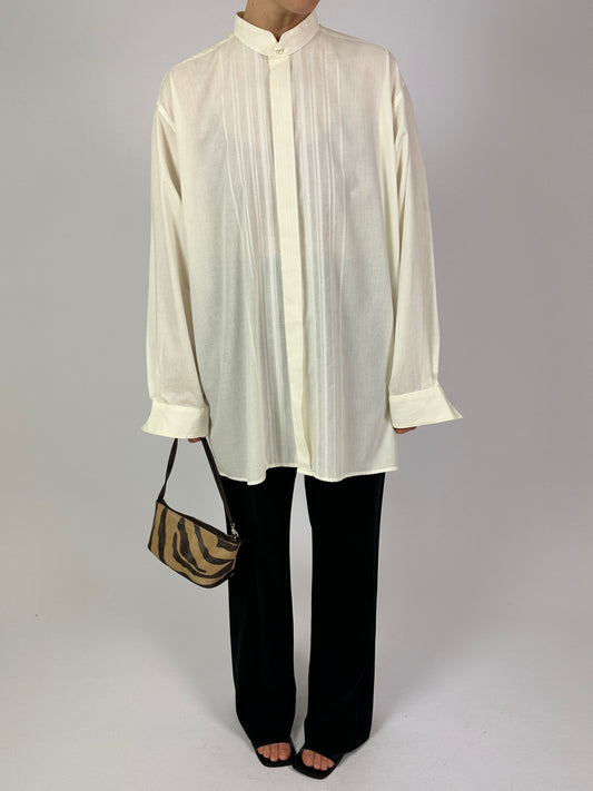 Oversized tuxedo shirt | Cream white