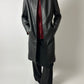 Long minimalist leather coat | Black