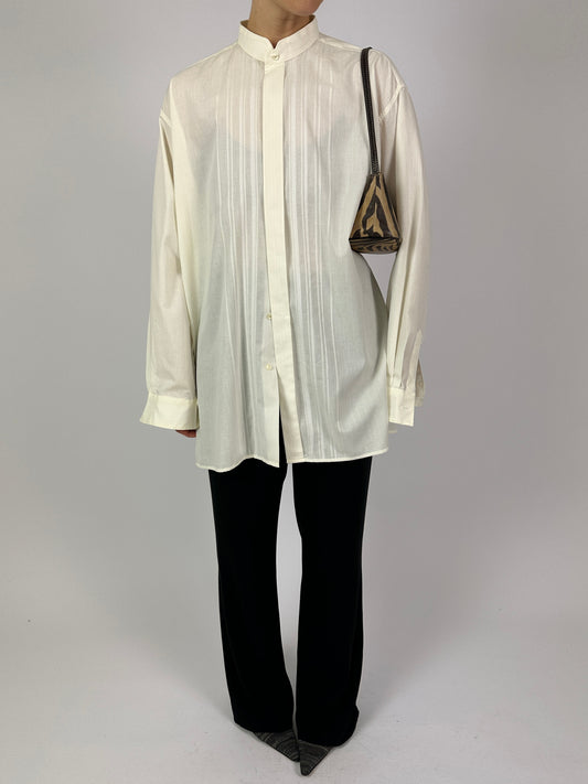 Oversized tuxedo shirt | Cream white