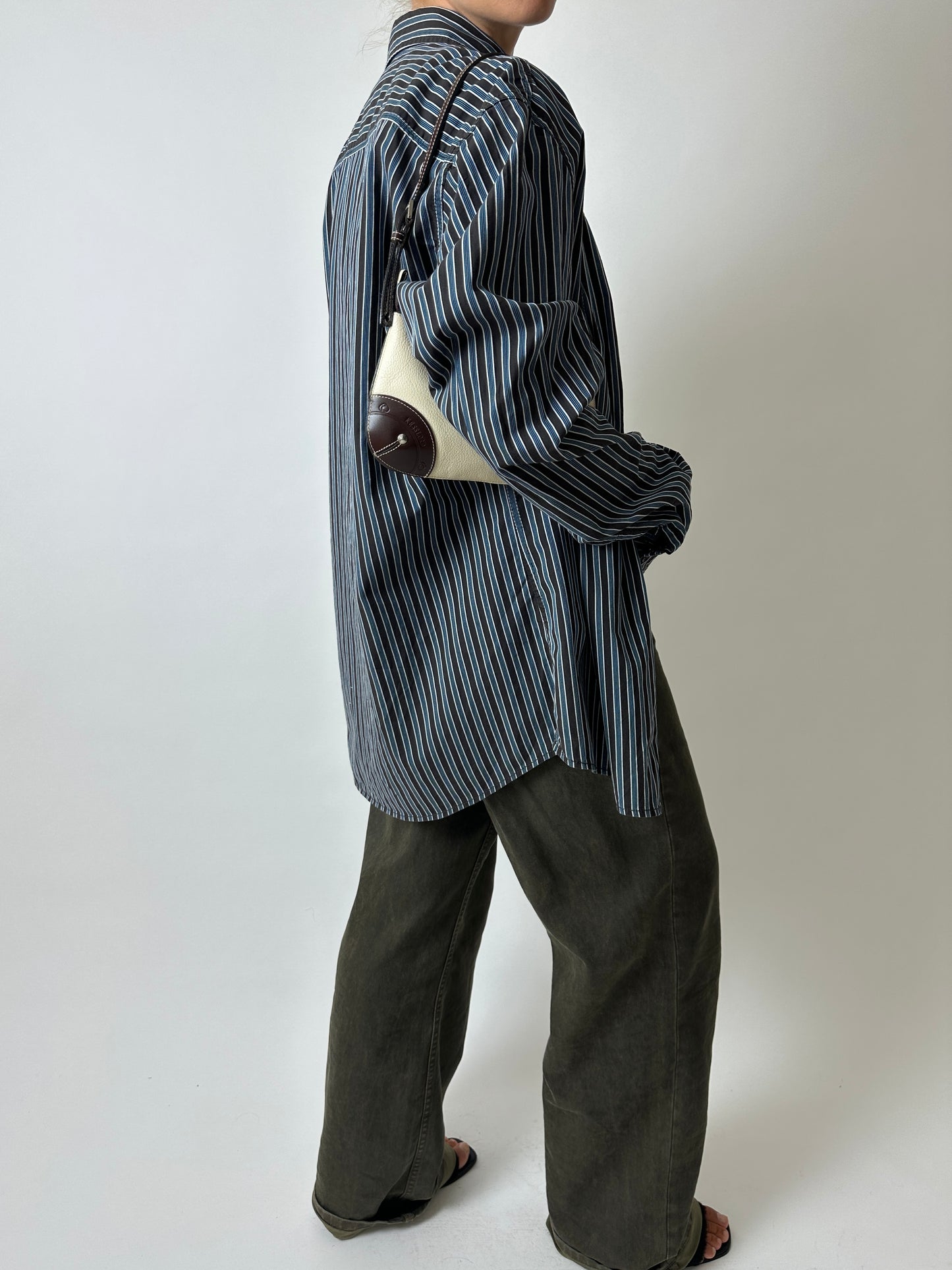 Oversized striped shirt | Brown / Blue