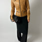 Leather fitted jacket | Camel