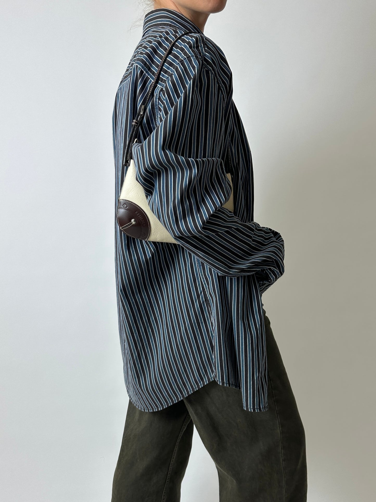 Oversized striped shirt | Brown / Blue
