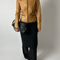Leather fitted jacket | Camel