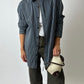 Oversized striped shirt | Brown / Blue