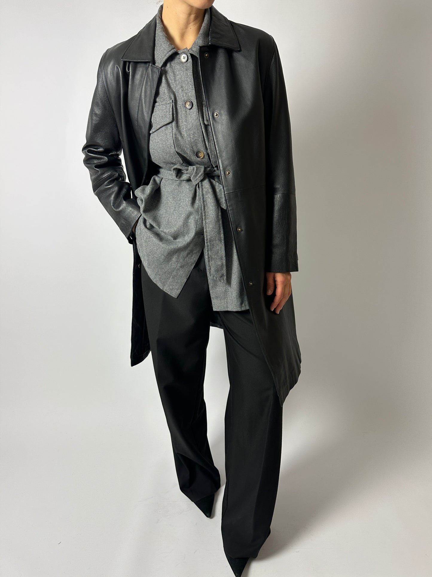 Belted shirt jacket | Grey