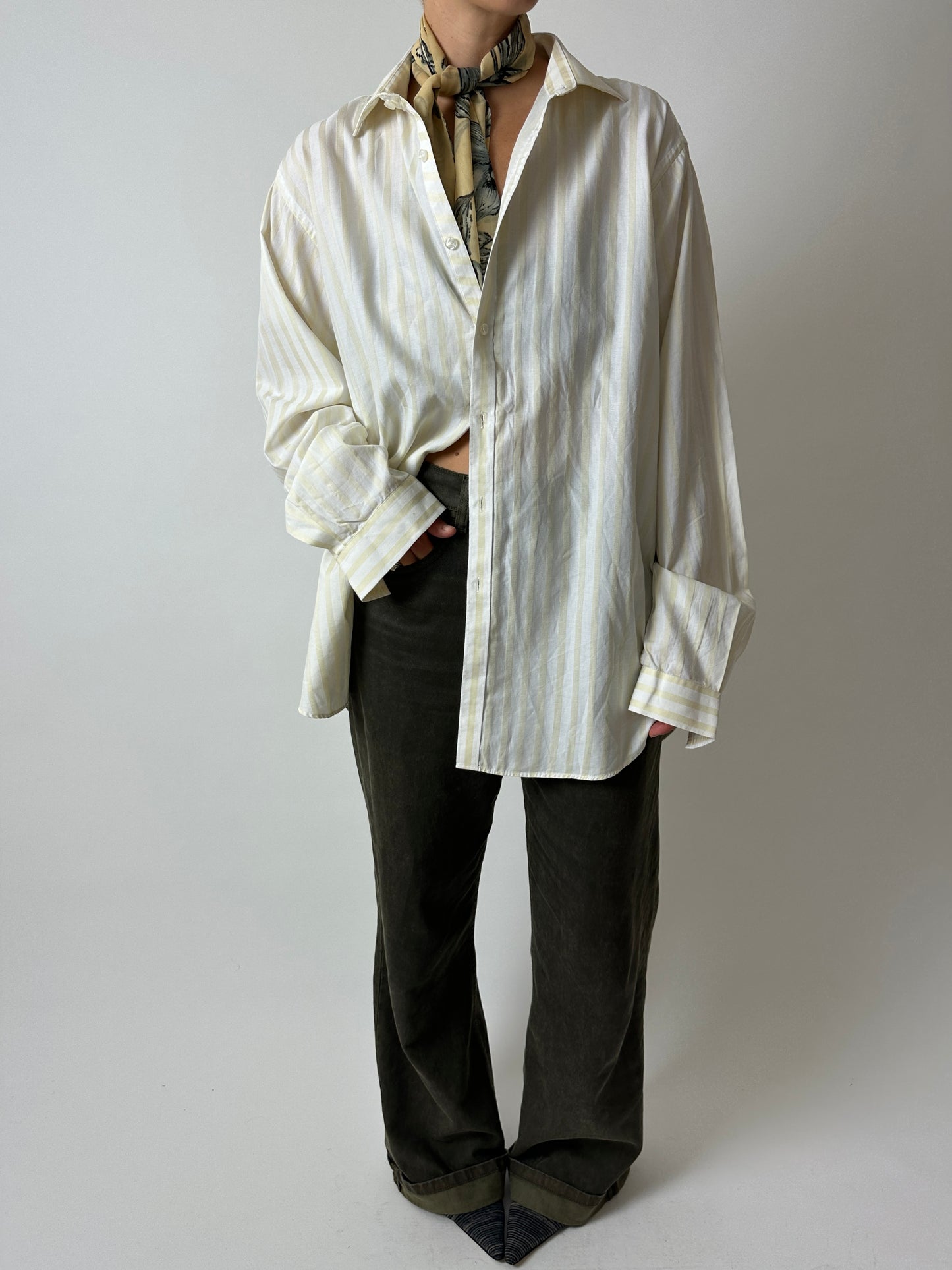 Oversized striped shirt | Off white | Butter