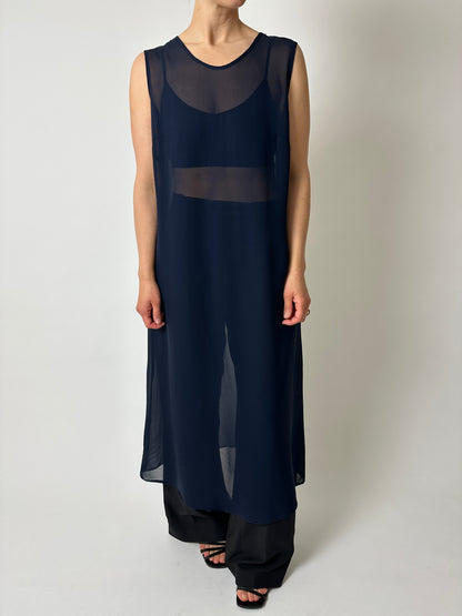 Long sheer dress | Navy