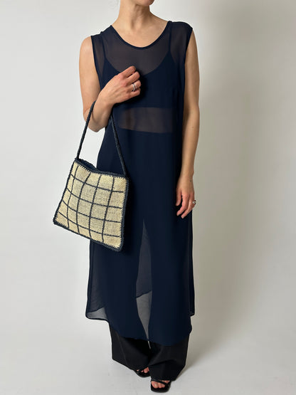 Long sheer dress | Navy