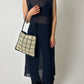 Raffia checked bag | Ecru / navy