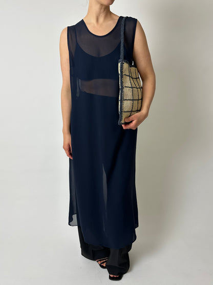 Long sheer dress | Navy