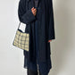 Raffia checked bag | Ecru / navy