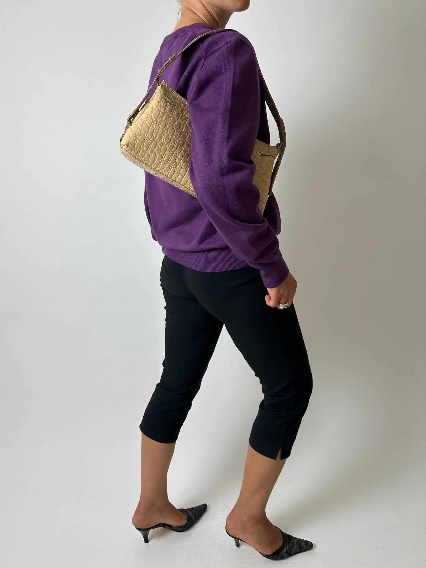 Croc embossed leather bag | Soft sand