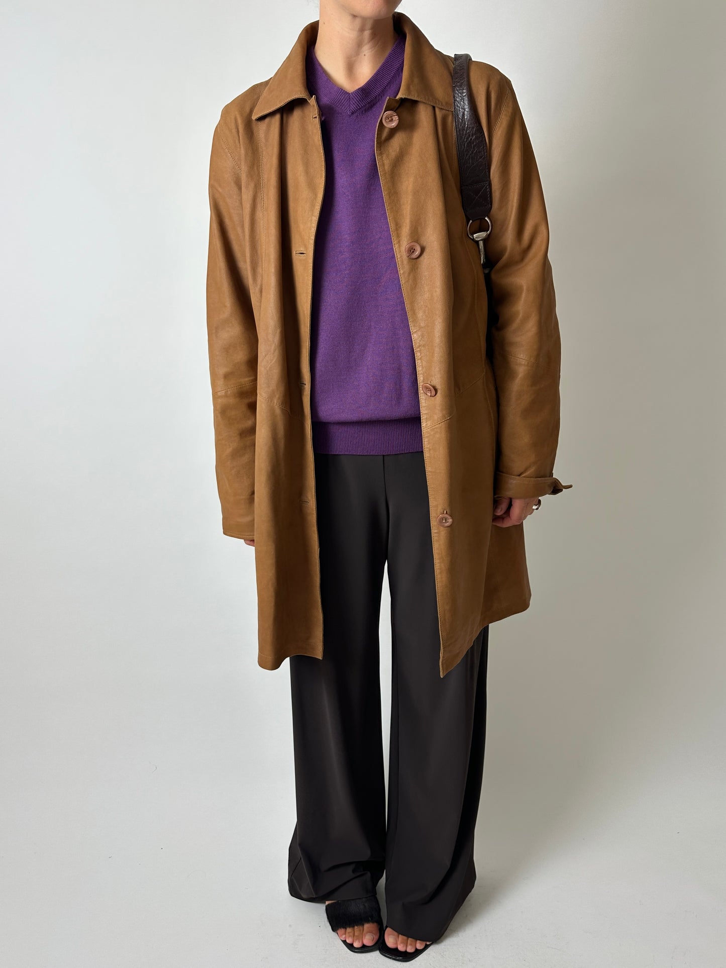 Wool v-neck sweater | Purple