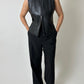 Leather zip vest | Black