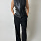 Leather zip vest | Black
