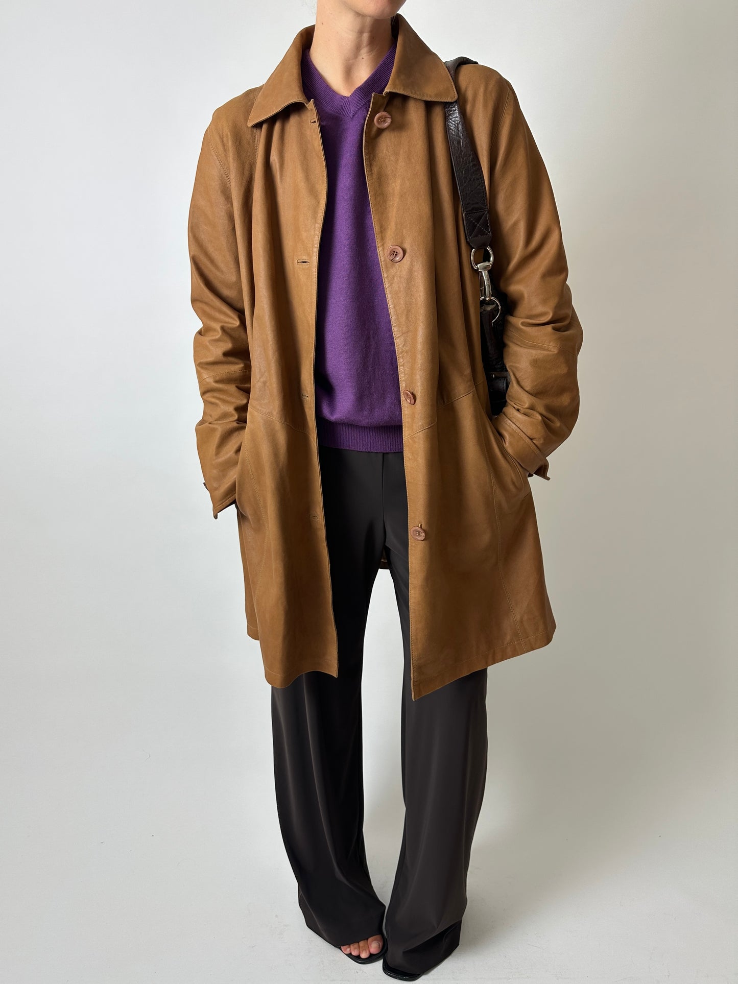 Wool v-neck sweater | Purple