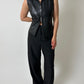 Leather zip vest | Black