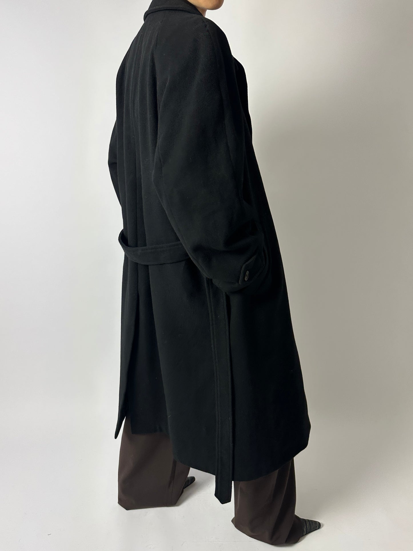 Belted wool coat | Black