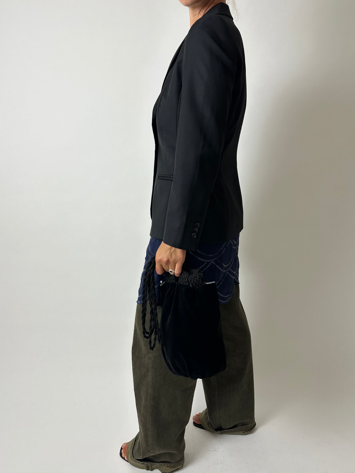Fitted wool blazer | Black