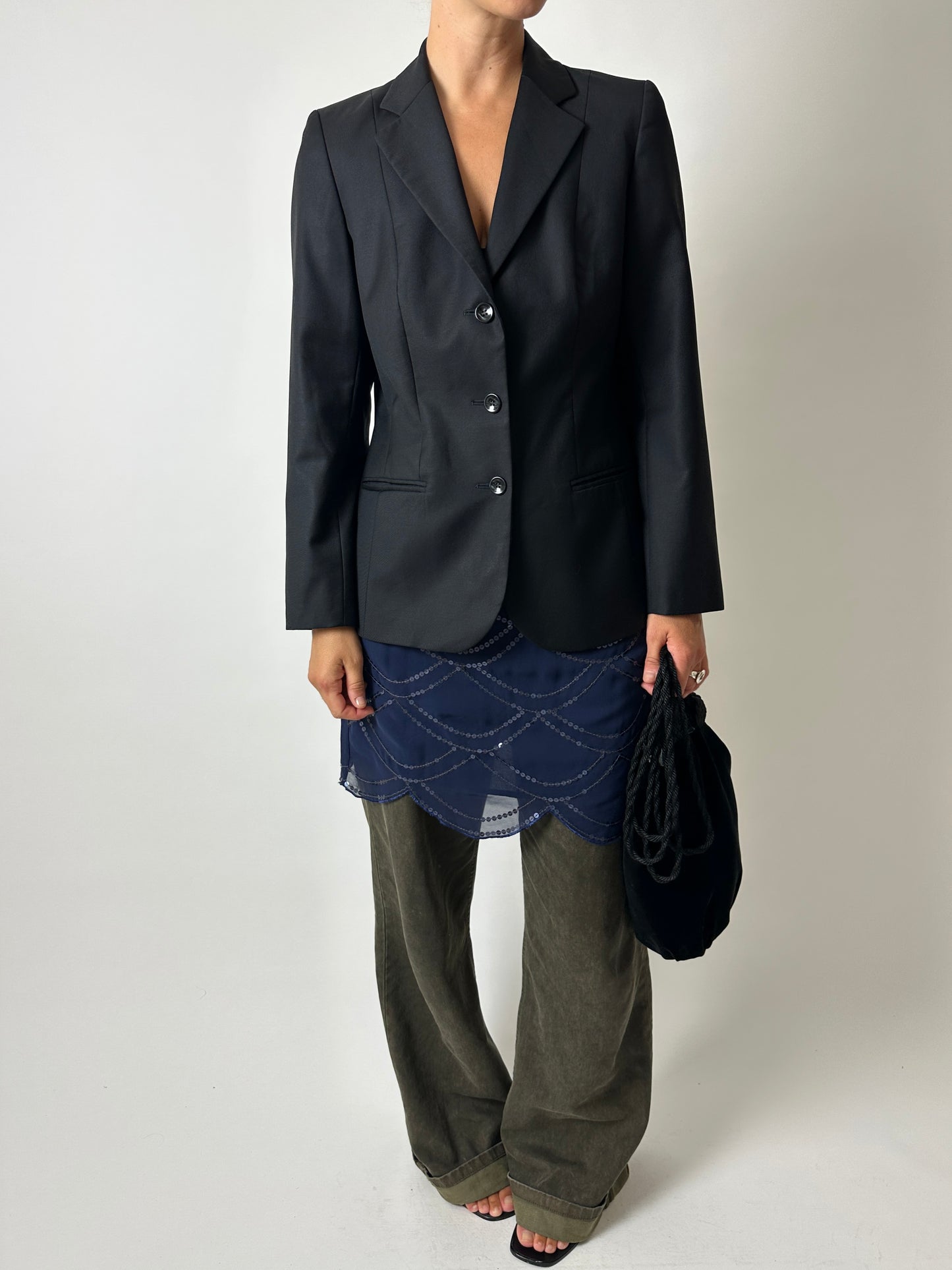 Fitted wool blazer | Black