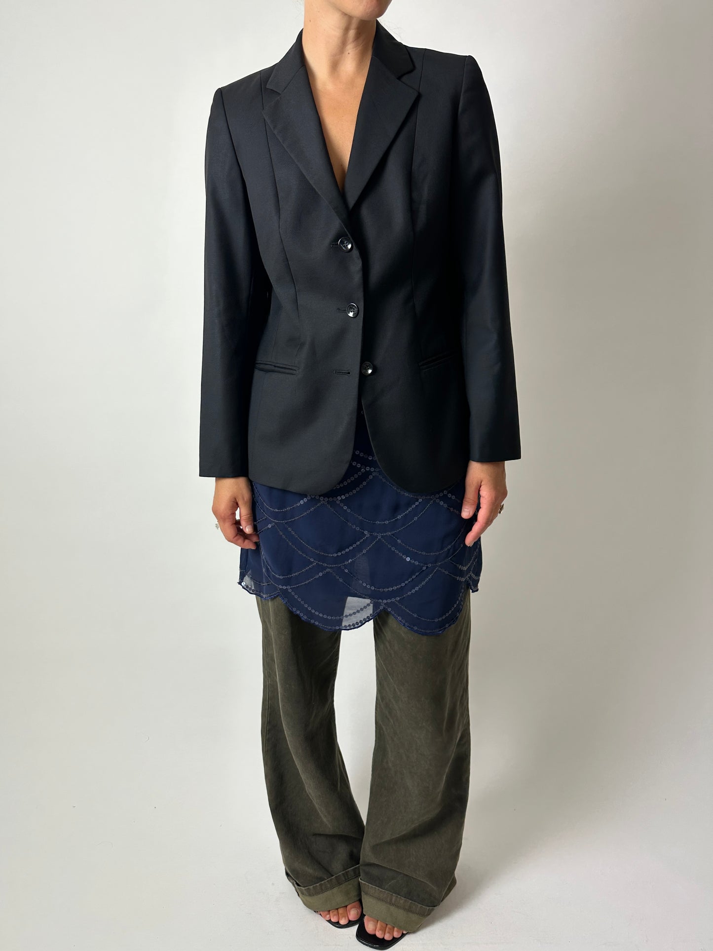 Fitted wool blazer | Black