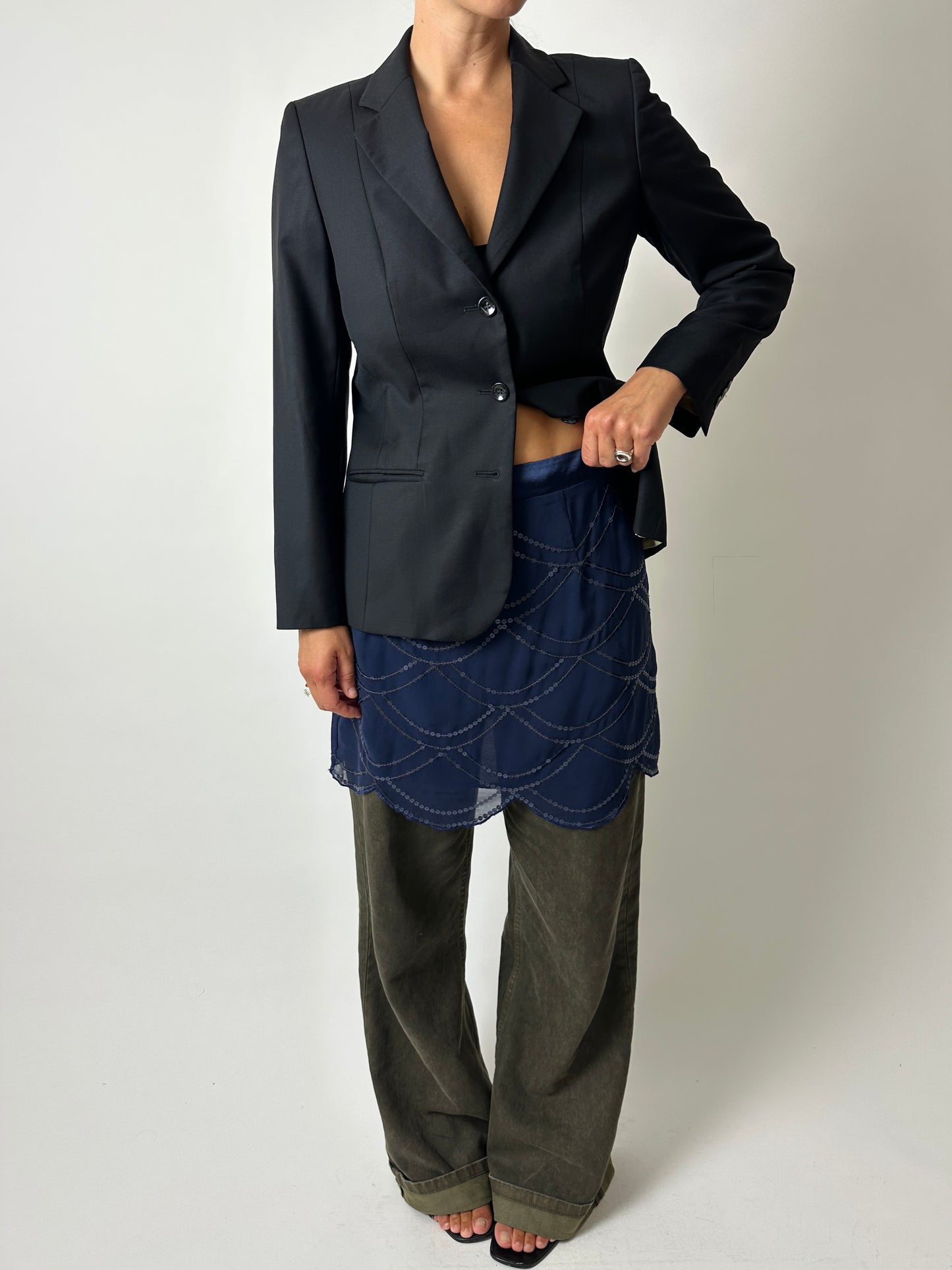 Sheer sequin skirt | Dark Blue