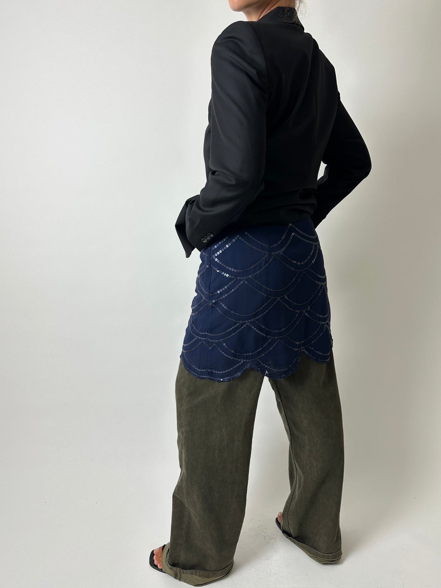 Sheer sequin skirt | Dark Blue