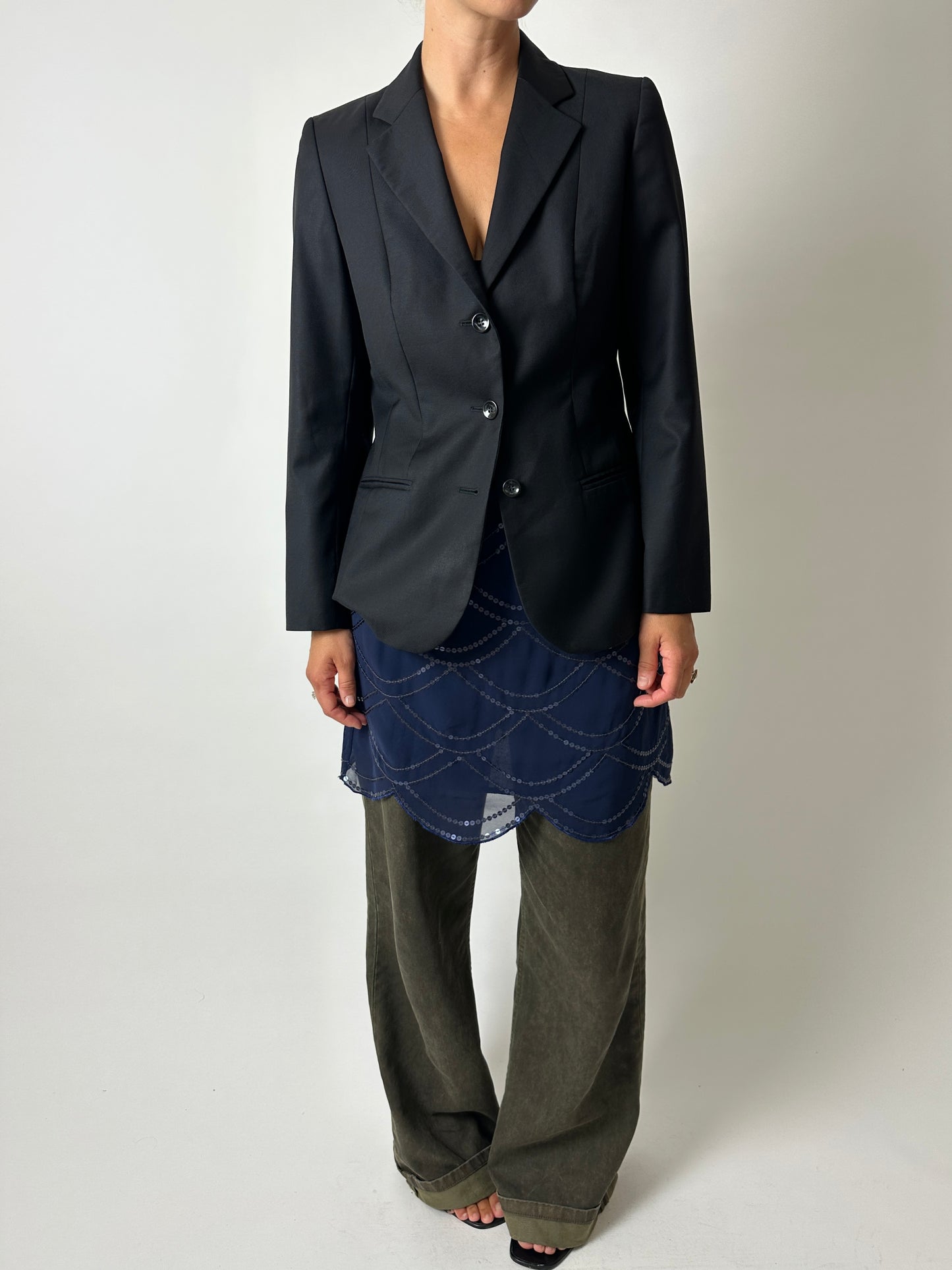 Sheer sequin skirt | Dark Blue