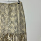 Leather snake fringed skirt | Beige