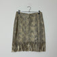 Leather snake fringed skirt | Beige