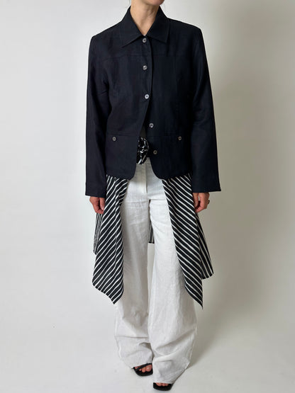 Linen blazer jacket | Black