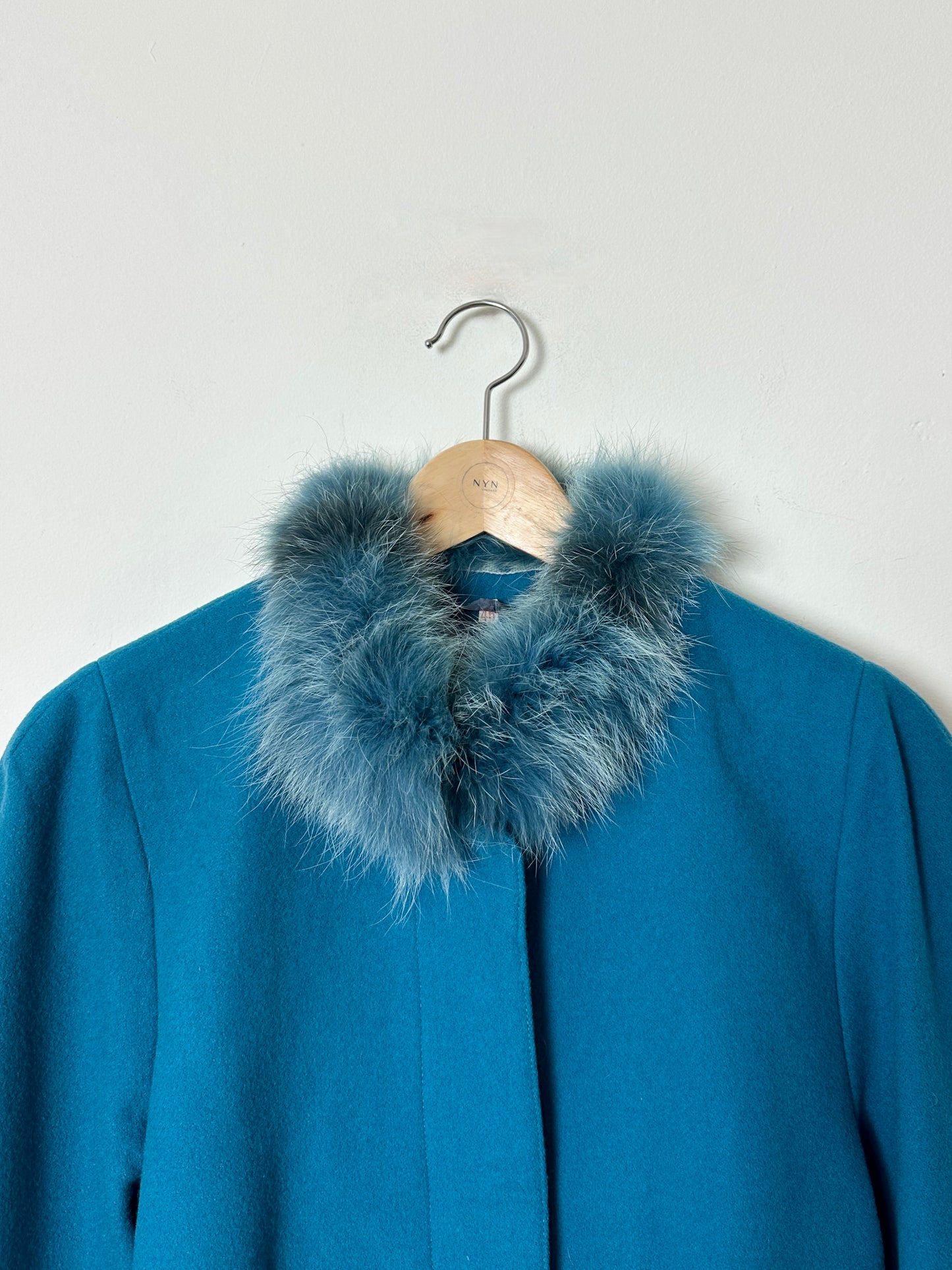 Wool fur blazer jacket | Capri blue