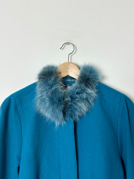 Wool fur blazer jacket | Capri blue