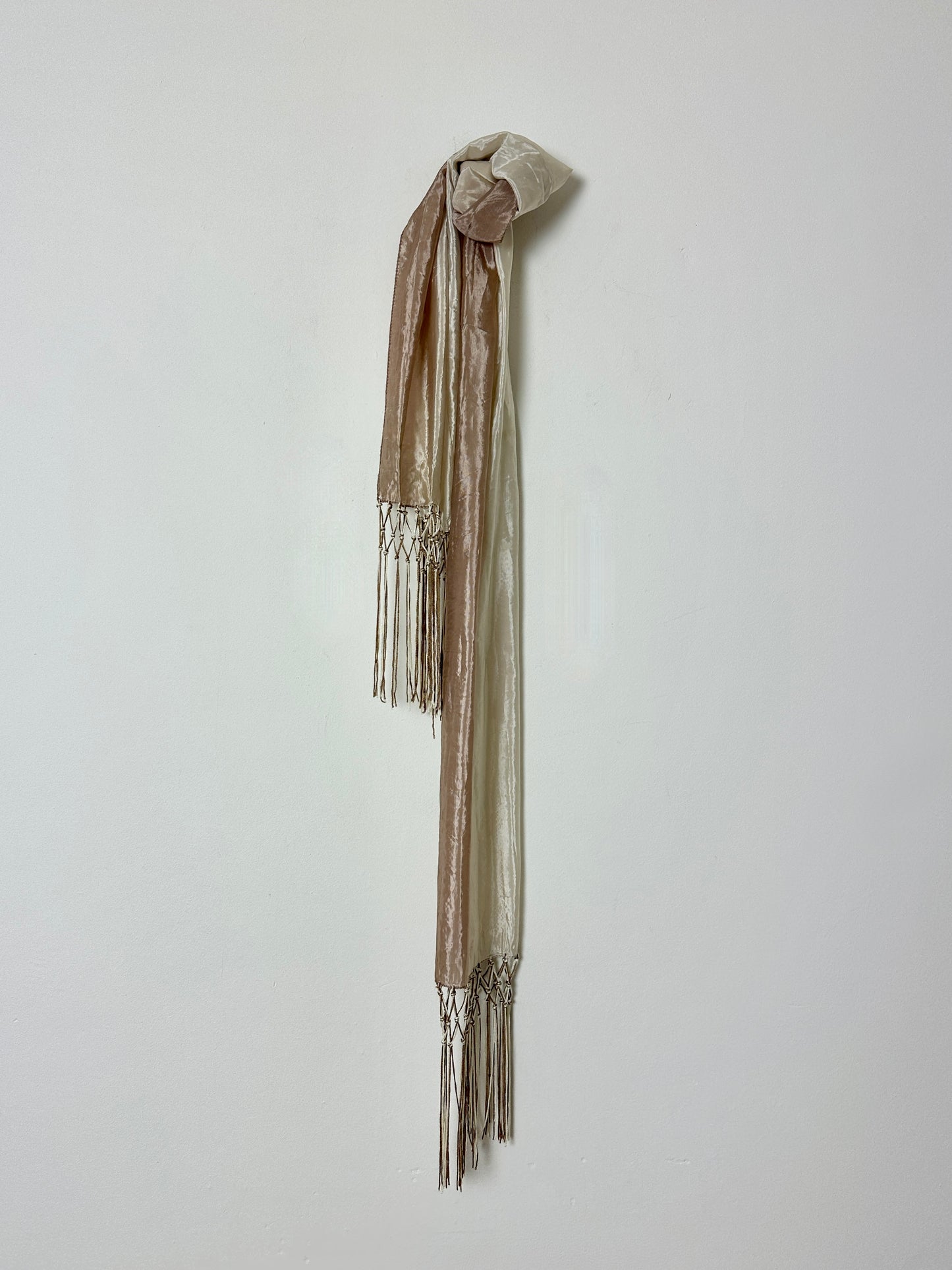 Satin fringed scarf | Powder