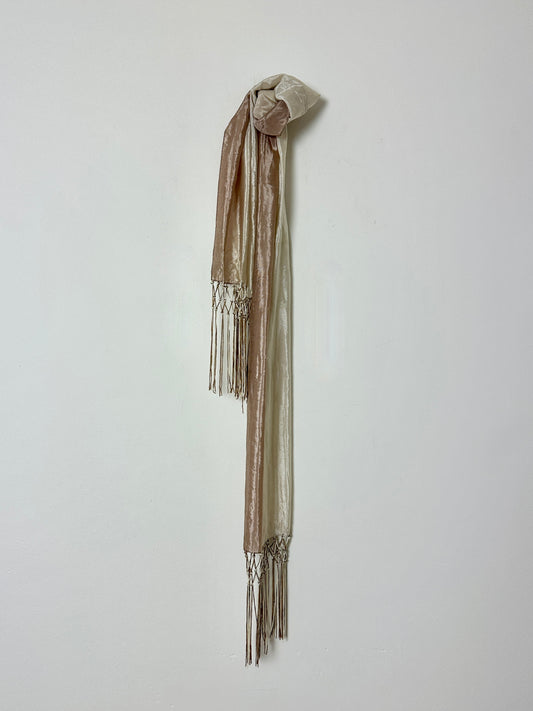 Satin fringed scarf | Powder