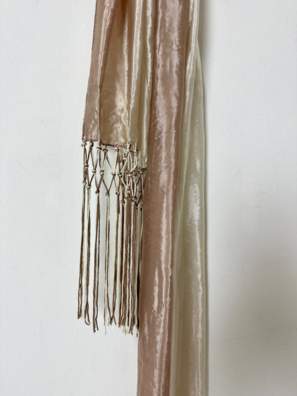 Satin fringed scarf | Powder