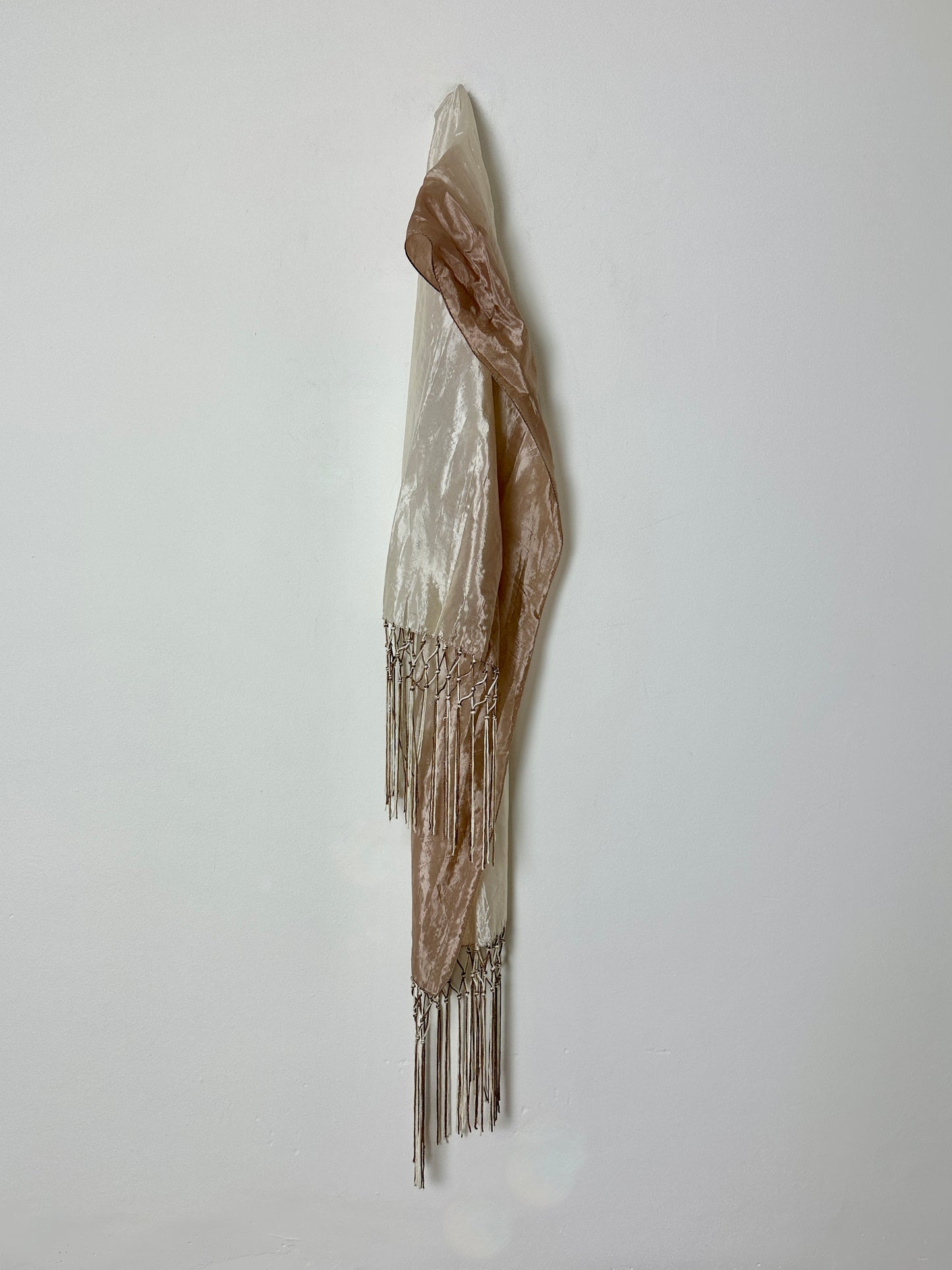 Satin fringed scarf | Powder