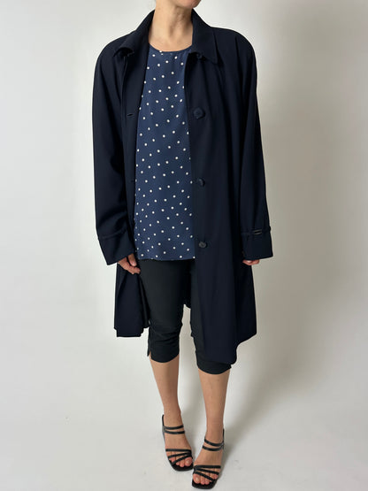Silk dotted top | Blue / White