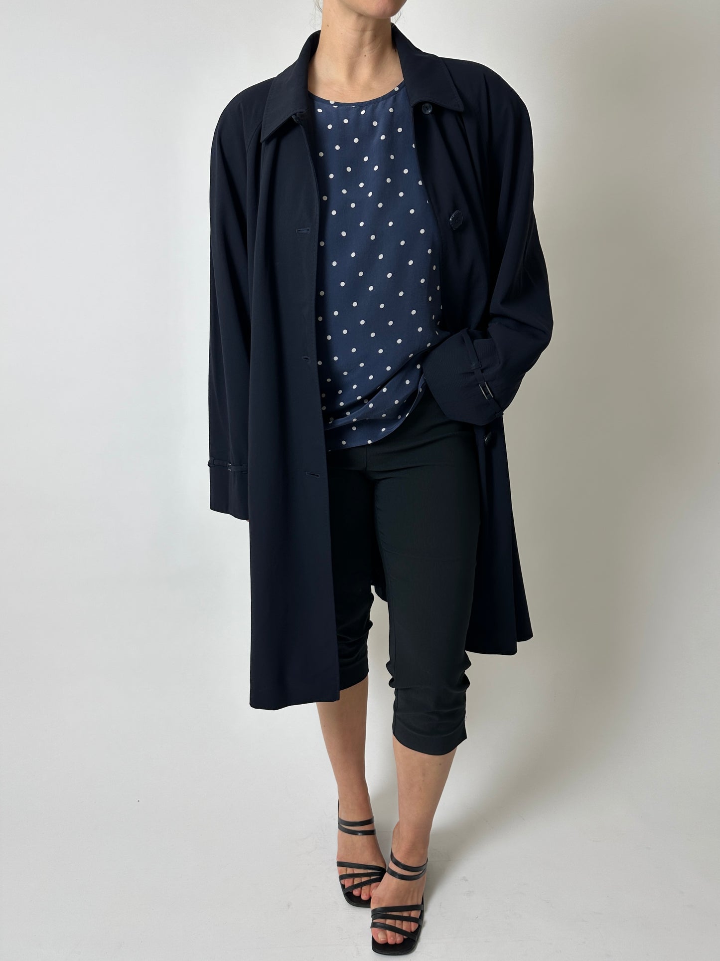 Silk dotted top | Blue / White