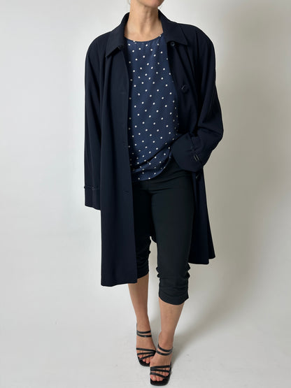Silk dotted top | Blue / White