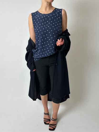 Silk dotted top | Blue / White