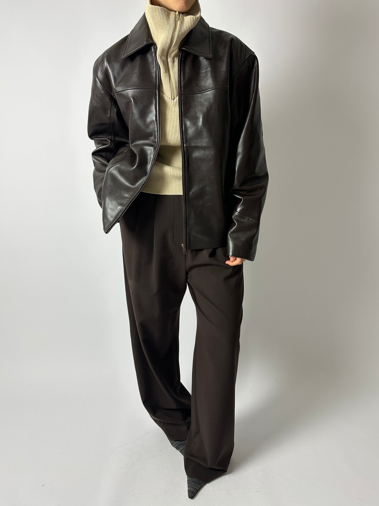 Zip-up sleeveless top | Soft ecru