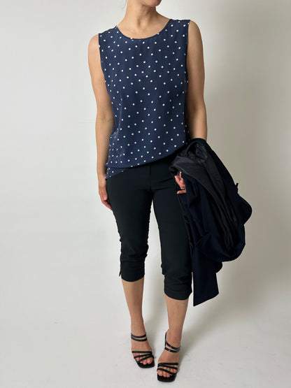 Silk dotted top | Blue / White