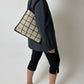 Raffia checked bag | Ecru / navy